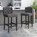 Vienna Contemporary Fabric Tufted Wingback 31 Inch Counter Stools, Set of 2, Charcoal and Dark Brown - DTYStore