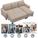 81" Reversible Sectional Couch with Storage Chaise L-Shaped Sofa for Apartment Sectional Set ,Sectional Sofa with Ottoman,Nailhead Textured Linen Fabric 3 pieces Sofa Set,Warm Grey