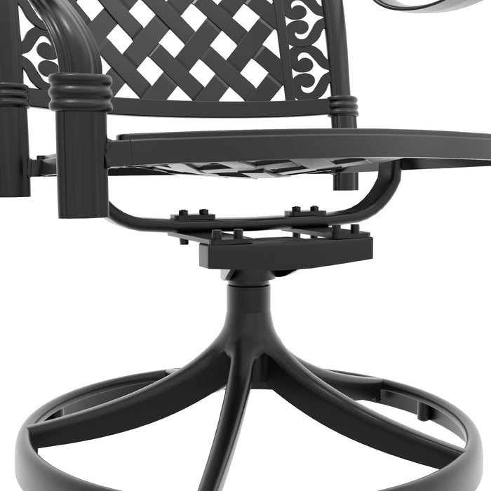 Cast Aluminum Patio Swivel Chair 2PCS With Black Frame and Cushions In Random Colors - DTYStore
