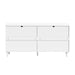 59" Rattan Dresser with Drawers, 6 Drawer Dresser for Bedroom, Clothes Storage Cabinet for Bedroom, Metal Handle&Wood Legs for Hallway, Living Room, Bedroom,White