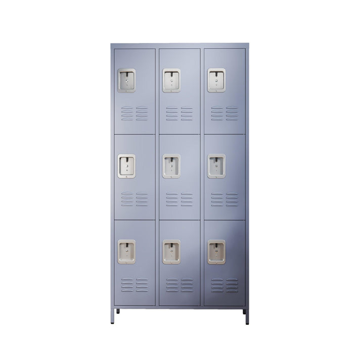 9 Door 72"H Metal Lockers With Lock for Employees,School,Office,Gym,Bedroom,Storage Locker Cabinet,Gray,Assembly Required