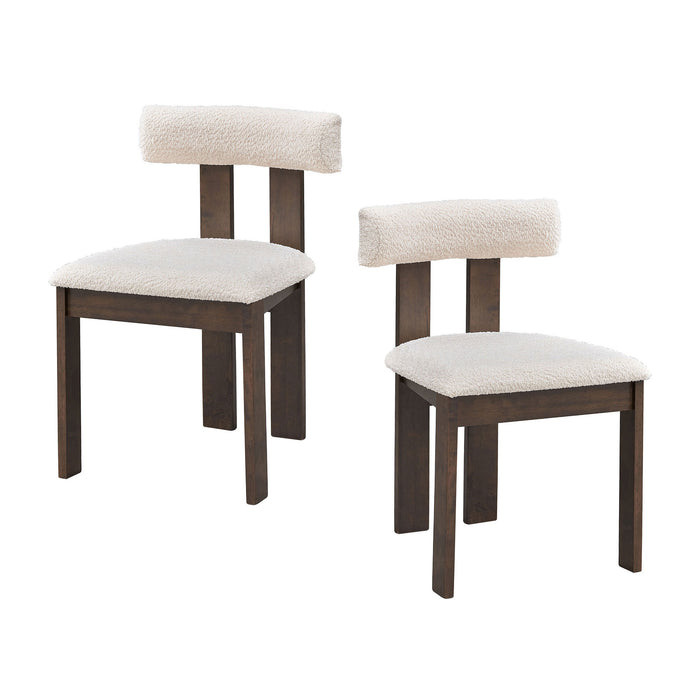 Wooden Dining Chairs Set of 2, Modern Boucle Upholstered Kitchen Side Chairs,Mid Century Modern Kitchen Chairs with Open Back Farmhouse Wooden Side Chairs for Dining Room,Living Room,Restaurant - DTYStore