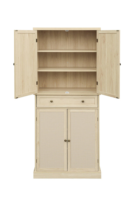 4 Door Cabinet with 1 Drawer, with 4 Adjustable Inner Shelves, Storage Cabinet