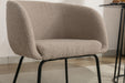 039-Set of 1 Boucle Fabric Dining Chair With Black Metal Legs,Light Coffee - DTYStore