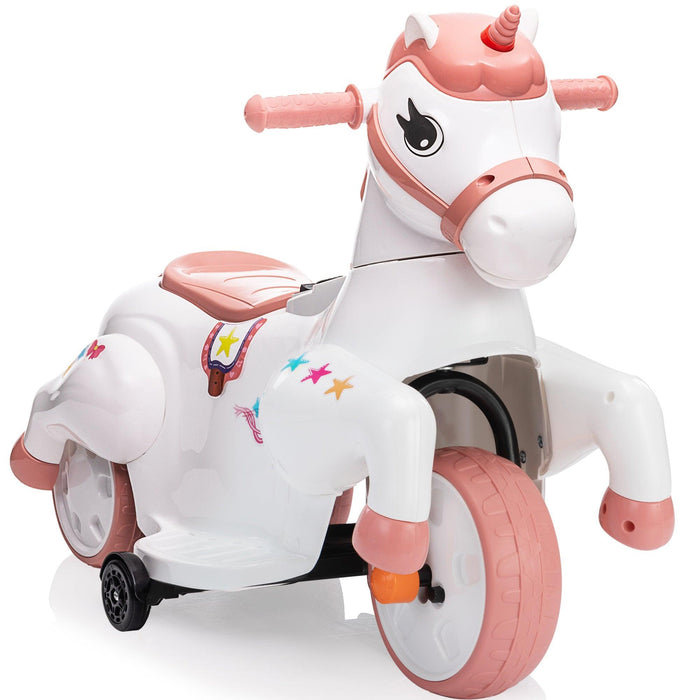 Unicorn Stroller and Electric Toy Bike with Training Wheels for Kids 3-6