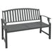 Outsunny 46' Outdoor Garden Bench, Metal Bench, Wood Look Slatted Frame Furniture for Patio, Park, Porch, Lawn, Yard, Deck, Gray - DTYStore