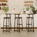 27''H Barstool Set of 3 Wooden Round Bar Stools with Footrest Modern Kitchen Chairs for Counter (Black & Black) - DTYStore