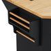 56 inch Kitchen Island with Rubber Wood Veneer Drop Leaf, Power Outlet, 4 Door Shelves, Embossed Vertical Stripe Rolling Kitchen Cart on 4 Wheels with 6 Deep Drawers for Kitchen, Dining Room,Black - DTYStore