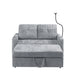 53.9" Modern Loveseat Pull-out Sofa Bed with Adjustable Backrest, Two Cup Holders , a Phone Holder, Three Charging Ports and Side Storage Pockets for Living Room, Grey