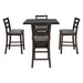 5-Piece Wooden Counter Height Dining Set with Padded Chairs and Storage Shelving