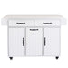 Kitchen Island with Trash Can Storage Cabinet, Kitchen Cart with Drop Leaf, Spice Rack, Towel Rack and Drawer, Rolling Kitchen Island on Wheels with Adjustable Shelf, White - DTYStore