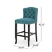 Vienna Contemporary Fabric Tufted Wingback 31 Inch Counter Stools, Set of 2, Teal and Dark Brown - DTYStore