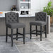 Vienna Contemporary Fabric Tufted Wingback 27 Inch Counter Stools, Set of 2, Charcoal and Dark Brown - DTYStore