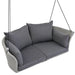 51.9" 2-Person Hanging Seat, Rattan Woven Swing Chair, Porch Swing With Ropes, Gray Wicker And Cushion