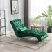 COOMORE Velvet Chaise Lounge Indoor,Button-Tufted Upholstered Chaise Lounge Chair with Pillow for Bedroom Living Room Office (Emerald Velvet)