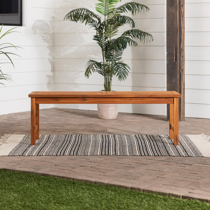 Modern Chevron-Top Solid Wood Patio Bench - Brown - DTYStore