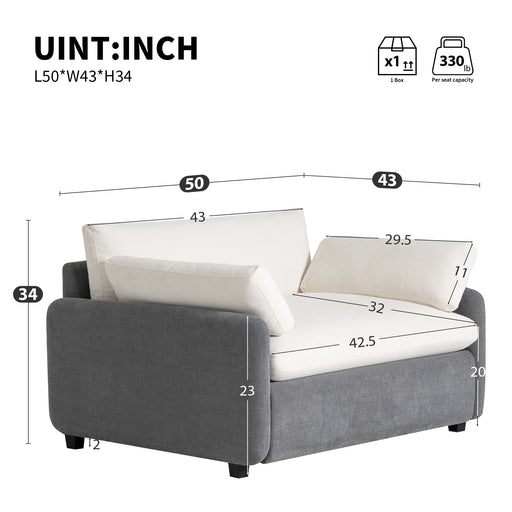 50*43" Oversized Chenille Single Sofa Chair,Wide and Deep Seat Accent Chair,Modern Upholstered Comfy Armchair,Color Blocking Couch Lounge with Pillows for Living Room,Apartment,Bedroom,3 Colors - DTYStore