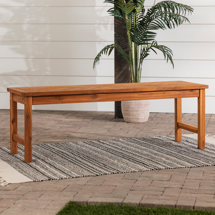 Modern Chevron-Top Solid Wood Patio Bench - Brown - DTYStore