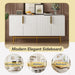 Modern Elegant 4-door Sideboard Gold Metal Handle Buffet Cabinet for Dining Room, Living Room, Bedroom, Hallway