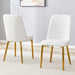 2 modern dining chairs, sleek PU leather backrest, and gold metal legs bring a comfortable home experience to the kitchen, bedroom, and office.W1151P183322 - DTYStore