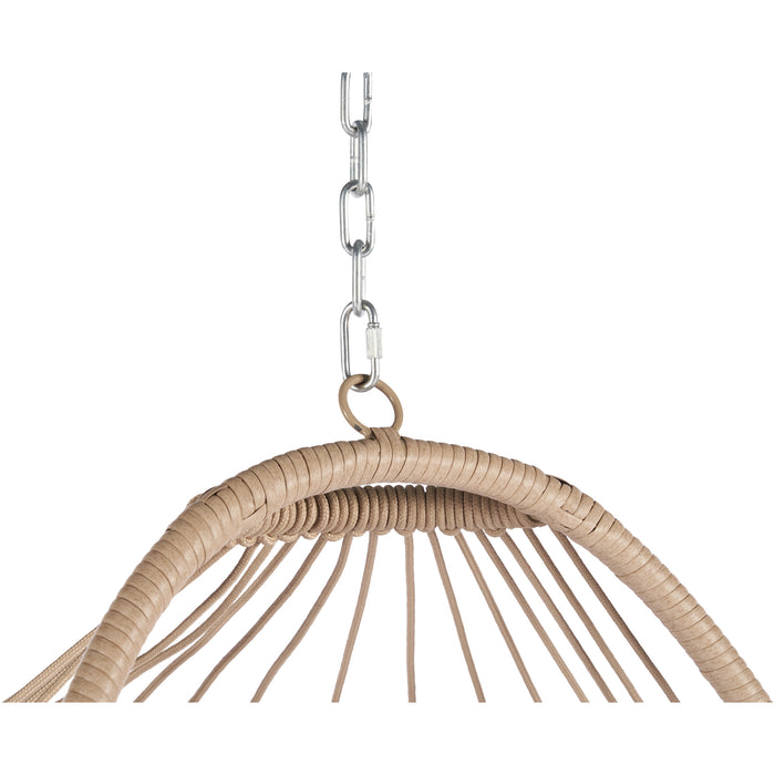 Outdoor Garden Rattan Egg Swing Chair Hanging Chair Wood+Khaki - DTYStore