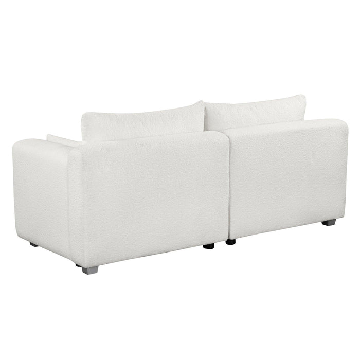 82*36" Modern Loop Yarn Fabric Sofa, One-Piece Seat Frame, Minimalist 2-3 Seat Couch Easy to Install, Loveseats with Extra Wide Domed Arms for Living Room, Bedroom, Apartment, Office(2 Pillows)