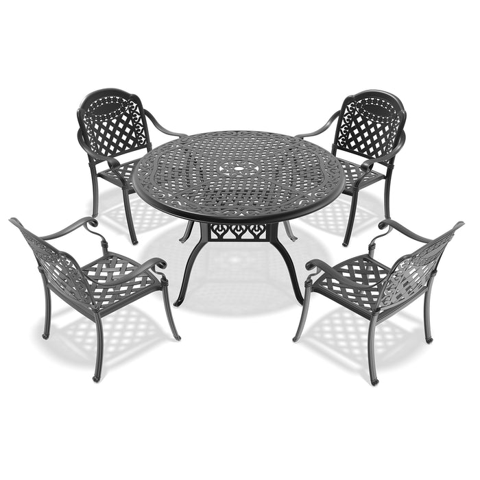 (Cushions In Random Colors)5-Piece Set Of Cast Aluminum Patio Furniture With Cushions - DTYStore