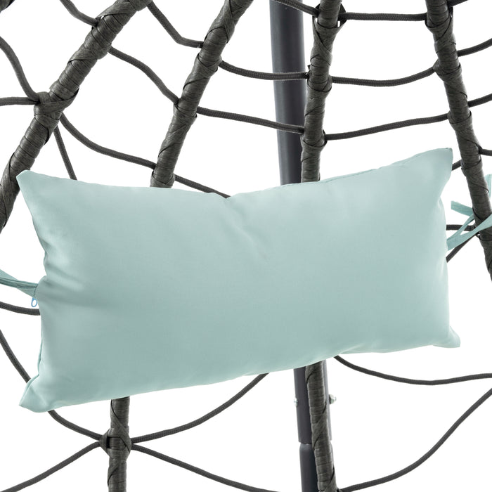 Egg Chair with Stand Indoor Outdoor Swing Chair Patio Wicker Hanging Egg Chair Hanging Basket Chair with Stand for Bedroom Living Room Balcony - DTYStore