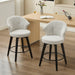 008-Wing Back Swivel Bar Stools Set of 2 - 25' Counter Height Adjustable Stools with Solid Wood Legs & Chenille Upholstery, Leveling Feet for Kitchen Island, Home Pub or Dining Room, White - DTYStore