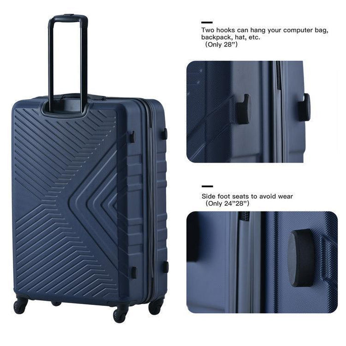 3 Piece Luggage Sets ABS Lightweight Suitcase with Two Hooks, Spinner Wheels, TSA Lock