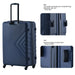 3 Piece Luggage Sets ABS Lightweight Suitcase with Two Hooks, Spinner Wheels, TSA Lock