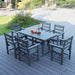 7 Piece HDPE Patio Outdoor Furniture Set for 6, Dining Table and Chairs,51'' Outdoor Dining Table , Outdoor Dining Set for Garden, Backyard, Lawn, and Poolside(grey) - DTYStore