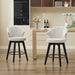 008-Wing Back Swivel Bar Stools Set of 2 - 25' Counter Height Adjustable Stools with Solid Wood Legs & Chenille Upholstery, Leveling Feet for Kitchen Island, Home Pub or Dining Room, White - DTYStore