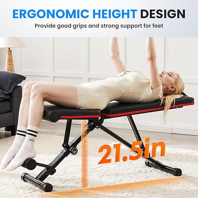 Adjustable Weight Bench 795LB Capacity Foldable Workout Bench Press for Home Gym, Full Body Exercise and Strength Training, Lifting Sit-up Incline Decline Flat Utility Bench - DTYStore