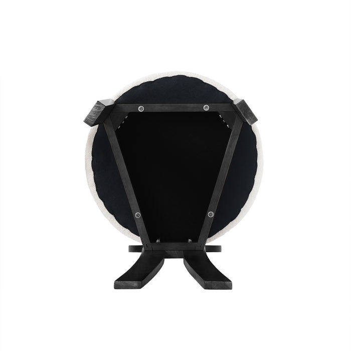 Vintage Rubber Solid Wood Dining Chair, Sheep Plush Dining Chair, Armless Dining Chair, Suitable For Small Home Dressing Room Model Room, Black(Set Of 2) - DTYStore