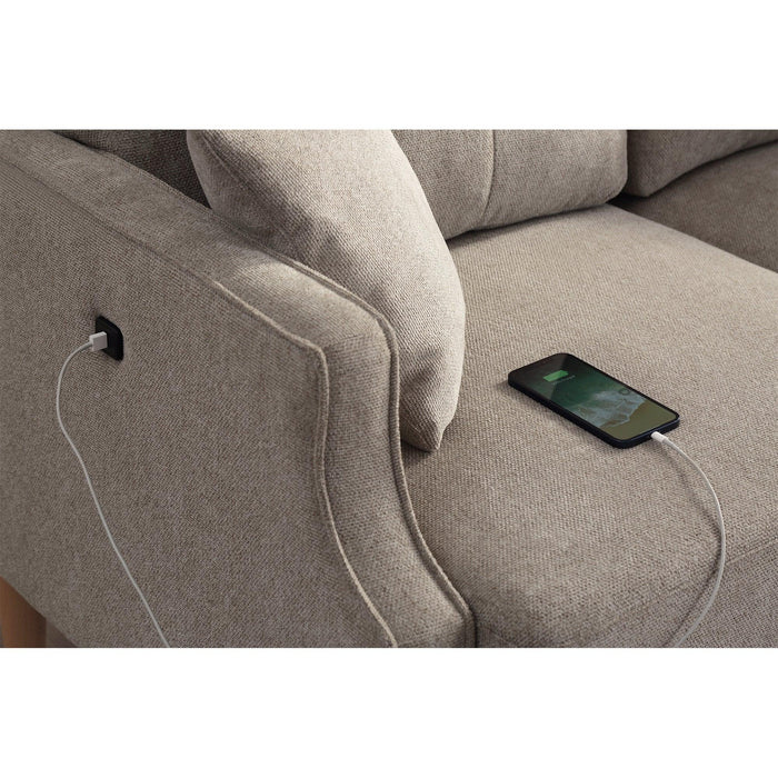 Living Space Sofa 2 Seater ,Loveseat With Waterproof Fabric Cream , USB Charge - DTYStore