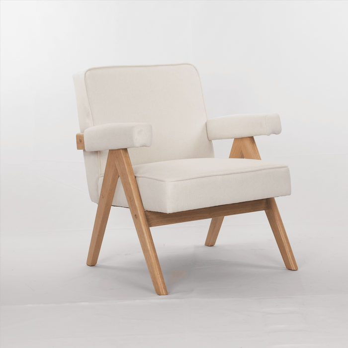 wooden leg leisure chair with handrails, cushions.uitable for living room, bedroom, study and other occasions, set of 1 - DTYStore