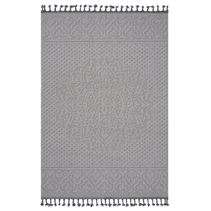 DTY Signature Collection 8X10 White/Ivory /Medallion Indoor/Outdoor Area Rug - DTYStore