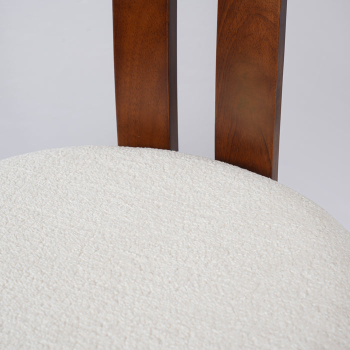 Vintage Rubber Solid Wood Dining Chair, Sheep Plush Dining Chair, Armless Dining Chair, Suitable For Small Home Dressing Room Model Room, Natural(Set Of 2) - DTYStore