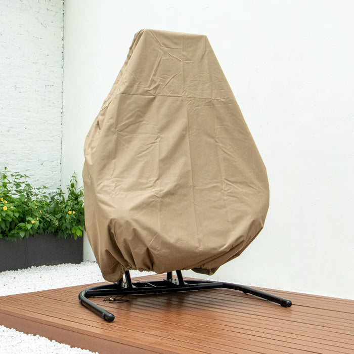 Charcoal Wicker Hanging Double-Seat Swing Chair with Stand w/Dust Blue Cushion - DTYStore