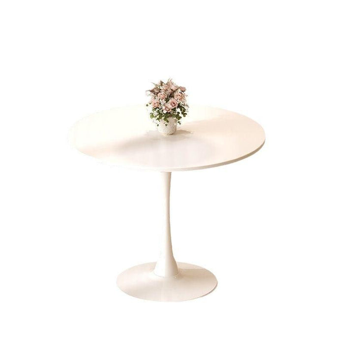 White Round Table, Modern Dining Table, MDF Top and Steel B0ase Tulip Round Kitchen Table, Mid Century Coffee Table for Living Room 24 Inch. - DTYStore