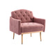 COOLMORE Modern Accent Chair with Arms, Tufted Decorative Fabric Armchair with Gold Metal Legs, Upholstered Reading Chair for Living Room Bedroom Office (Brush Pink Teddy)