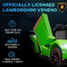 Lamborghini Veneno Licensed Kids Electric Car with Bluetooth, 12V Ride on Car with Butterfly Doors, Remote Control, Suspension System, Horn, Songs, Lights, Green