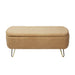 Camel Storage Ottoman Bench for End of Bed Gold Legs, Modern Camel Faux Fur Entryway Bench Upholstered Padded with Storage for Living Room Bedroom