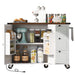 54.5" Farmhouse Kitchen Island with Power Outlet, Kitchen Storage Island with Internal Storage Rack, Drop Leaf, Spice Rack, Rolling Kitchen Cart on Wheels, for Home, Kitchen and Dining Room,White - DTYStore