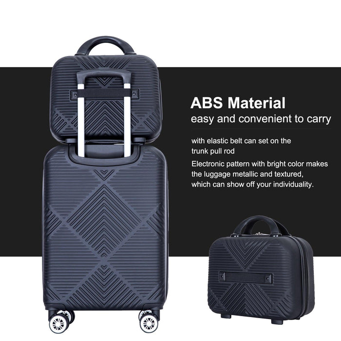 2Piece Luggage Sets ABS Lightweight Suitcase , Spinner Wheels, (20/14) BLACK