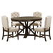 Functional Furniture Retro Style Dining Table Set with Extendable Table and 4 Upholstered Chairs for Dining Room and Living Room