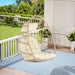 Outdoor Garden Rattan Egg Swing Chair Hanging Chair Wood+Khaki - DTYStore