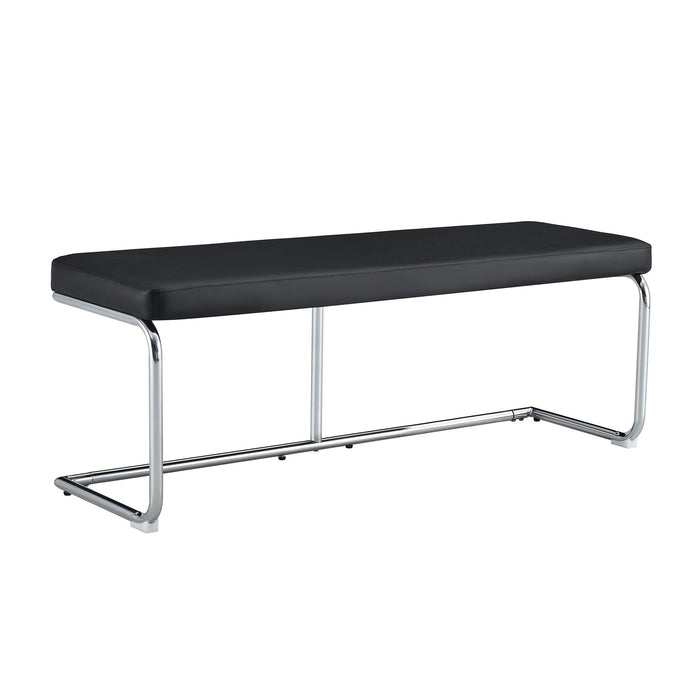 Black shoe changing bench silver metal legs, sofa bench dining chair, suitable for bedroom fitting room, storage room, dining room, and living room.