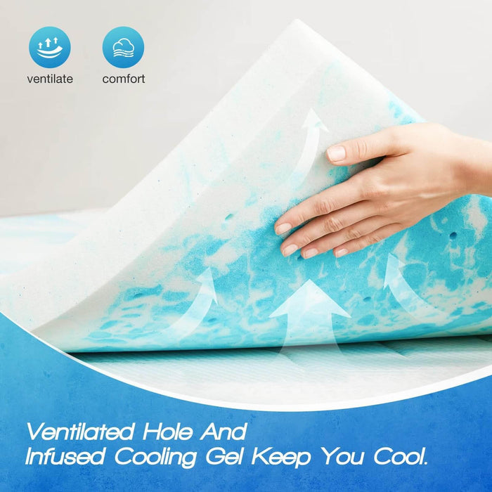 Memory Foam Cooling Gel Swirl Infused Bed Topper for Back Pain,3 Inches,Queen